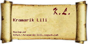 Kramarik Lili névjegykártya